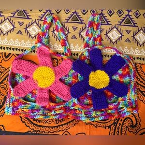 Colorful Crochet Flower Top